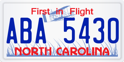 NC license plate ABA5430