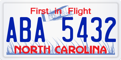 NC license plate ABA5432