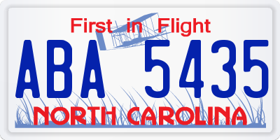 NC license plate ABA5435