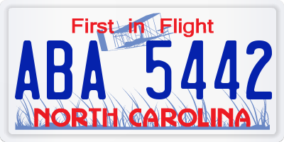 NC license plate ABA5442