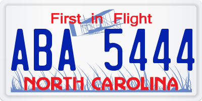 NC license plate ABA5444