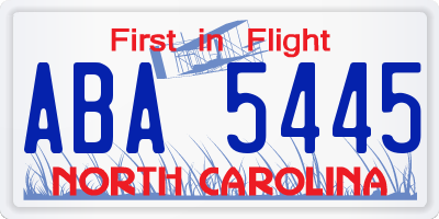NC license plate ABA5445