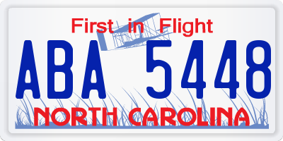 NC license plate ABA5448