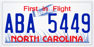 NC license plate ABA5449