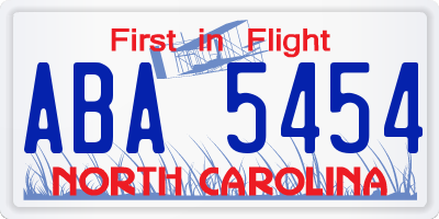 NC license plate ABA5454