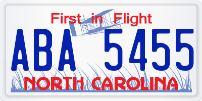 NC license plate ABA5455