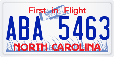 NC license plate ABA5463