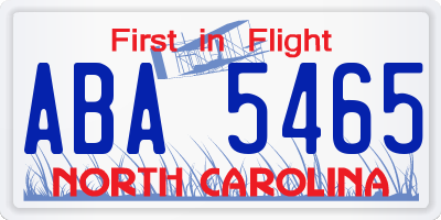 NC license plate ABA5465