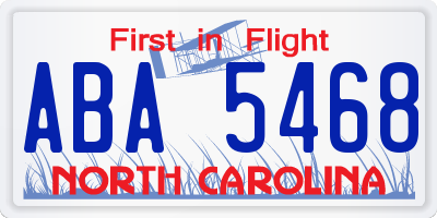 NC license plate ABA5468