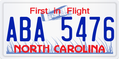 NC license plate ABA5476