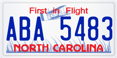 NC license plate ABA5483
