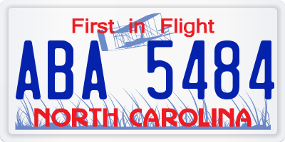 NC license plate ABA5484