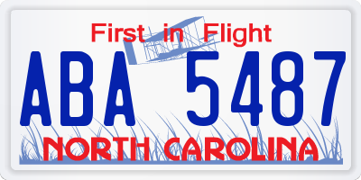 NC license plate ABA5487