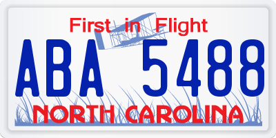 NC license plate ABA5488