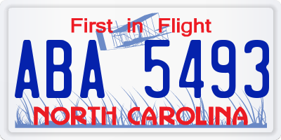 NC license plate ABA5493