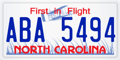 NC license plate ABA5494