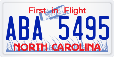 NC license plate ABA5495