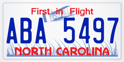 NC license plate ABA5497