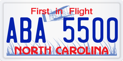 NC license plate ABA5500