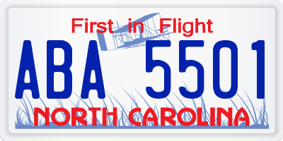 NC license plate ABA5501