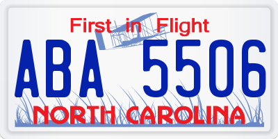 NC license plate ABA5506