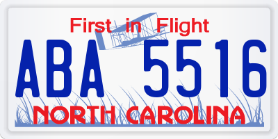 NC license plate ABA5516
