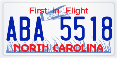 NC license plate ABA5518