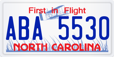 NC license plate ABA5530