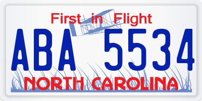 NC license plate ABA5534