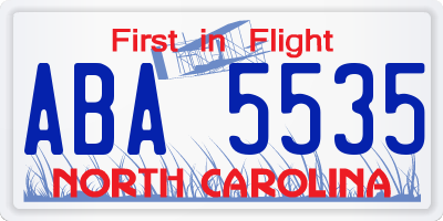 NC license plate ABA5535