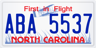 NC license plate ABA5537