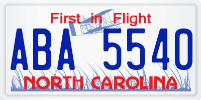 NC license plate ABA5540