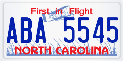 NC license plate ABA5545