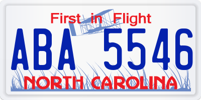 NC license plate ABA5546