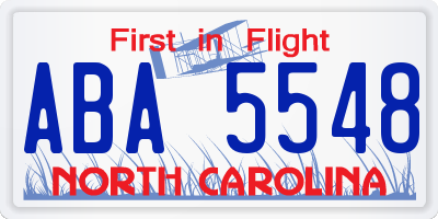 NC license plate ABA5548