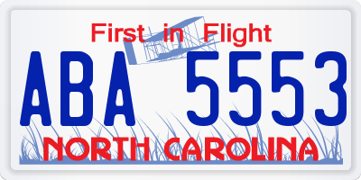 NC license plate ABA5553