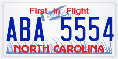 NC license plate ABA5554