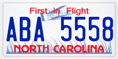 NC license plate ABA5558