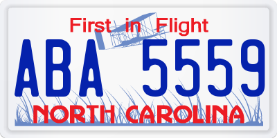 NC license plate ABA5559