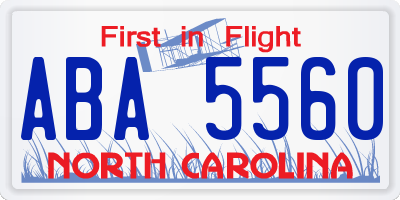 NC license plate ABA5560
