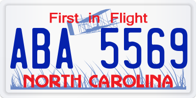 NC license plate ABA5569