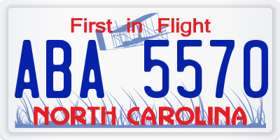 NC license plate ABA5570