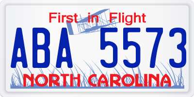 NC license plate ABA5573