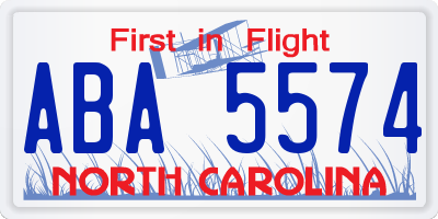 NC license plate ABA5574