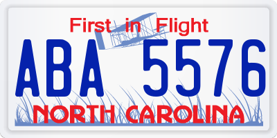 NC license plate ABA5576