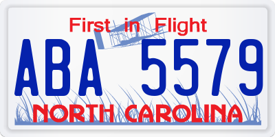 NC license plate ABA5579