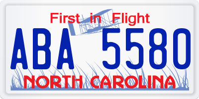 NC license plate ABA5580