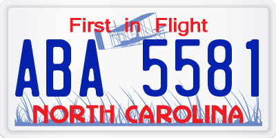 NC license plate ABA5581