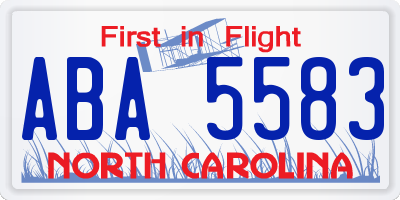 NC license plate ABA5583