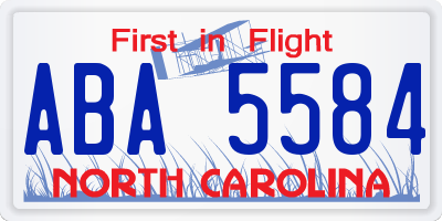 NC license plate ABA5584